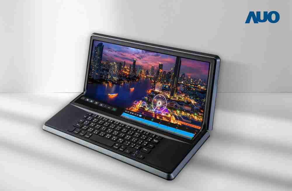 888.BY集团电子游戏14.6吋Micro LED折迭显示屏幕，，，，搭配半径4mm的弯折绞炼，，，以及高画素、、高亮度、、、、高对比度的显示技术特点，，，，即便在大视角下仍保有绝佳色相与亮度