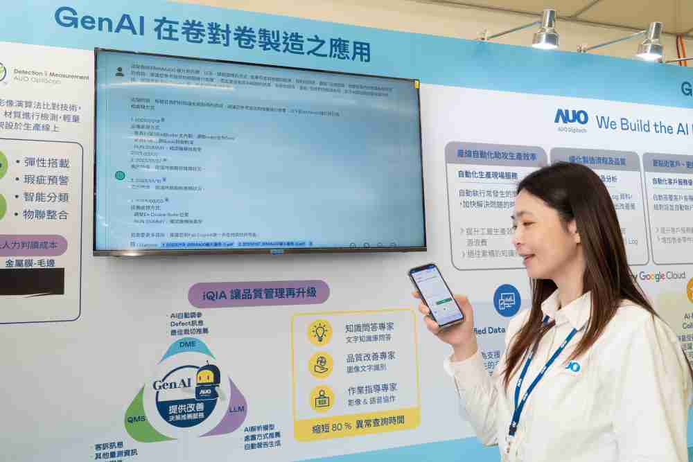 888.BY集团电子游戏数位积极发展数智化转型，，，，透过AI落地应用优化制造流程，，，，革新人力、、、、生产效率与设备维护效益，，，图为〝智能质量推升助手-iQIA〞（Intelligent quality improve assistant）应用情境，，协助质量管理再升级。。。